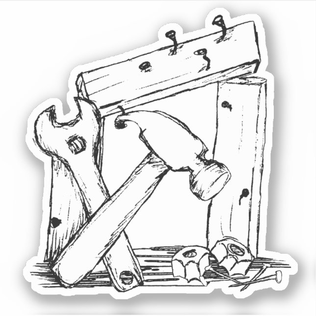Sticker Esquisse des outils de construction (Devant)