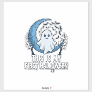 Sticker Est Premier Fantôme Halloween Croissant Lune Chauv