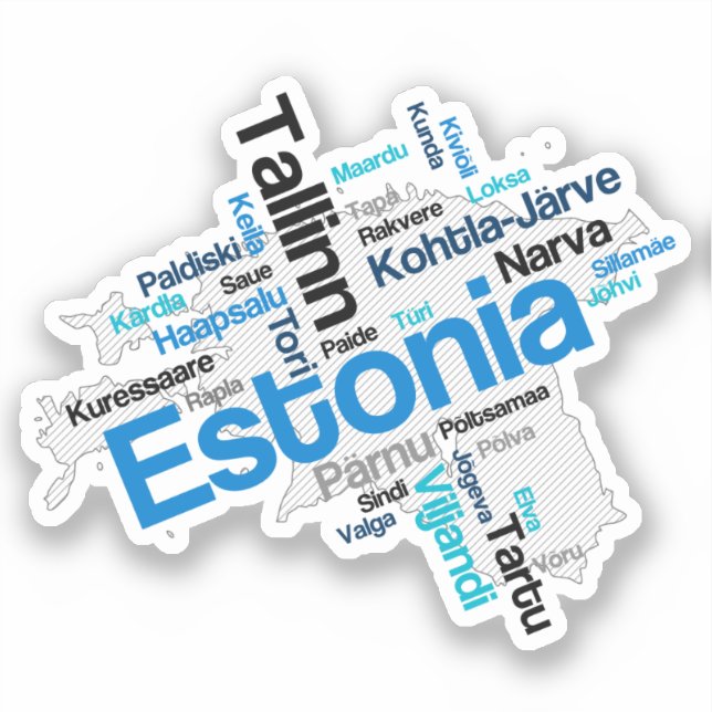 Sticker Estonie Carte des villes (Recto)