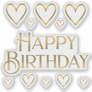 Sticker et Coeurs d'Anniversaire Metallic Gold