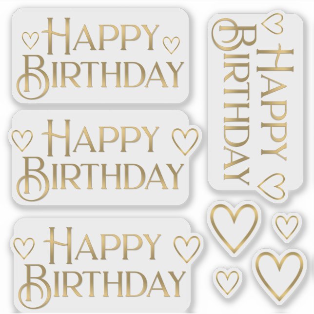 Sticker et Coeurs d'Anniversaire Metallic Gold (Devant)