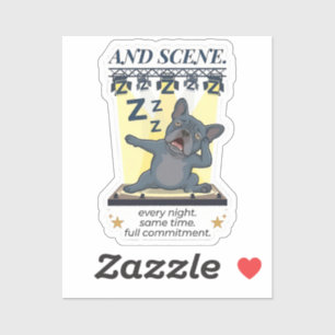 Sticker Et scène routine nocturne drôle de chien bouledogu