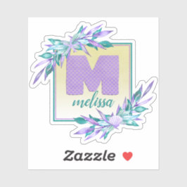 Sticker Étalons de sirène pourpre Aquarelle Monogramme flo
