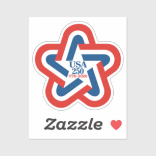 Sticker États-Unis 250 - 1776-2026 Conception d'étoile vin