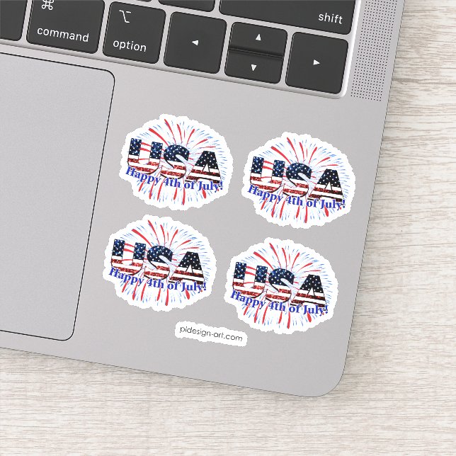 Sticker Etats-Unis drapeau texte parties scintillant feux  (Détail)