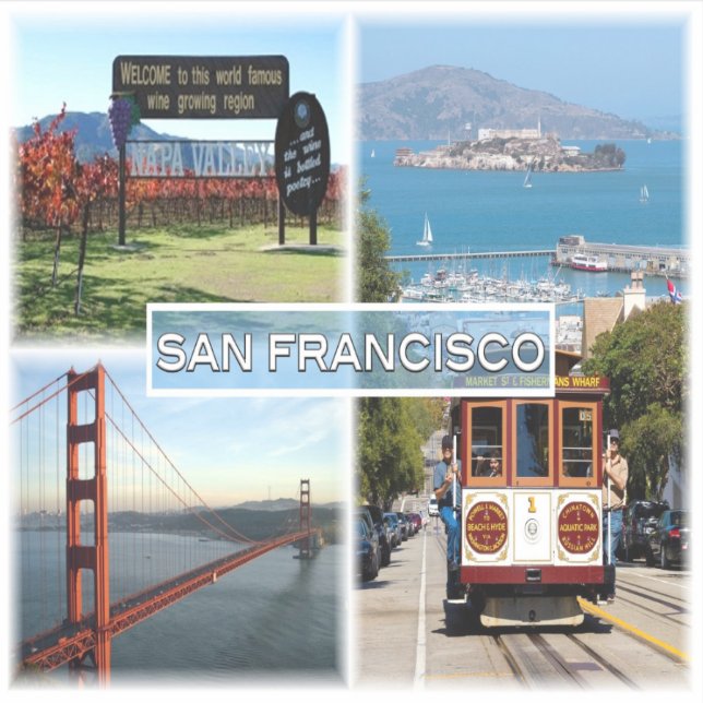 Sticker États-Unis San Francisco - Napa Valley Golden Gate (Devant)
