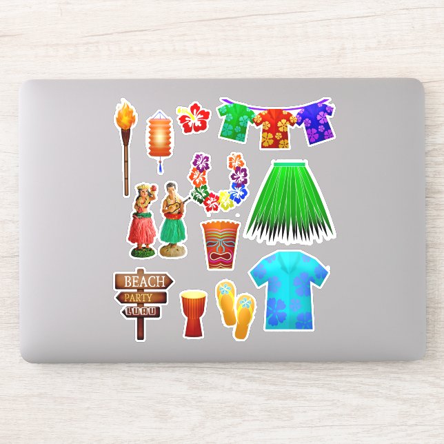 Sticker Été tropical du luau hawaïen (Ordinateur)
