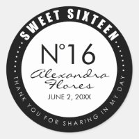 Sticker Étiquette Black & White Fashion Sweet 16 F