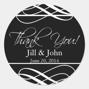 Sticker Étiquette Black White Merci Wedding Favori