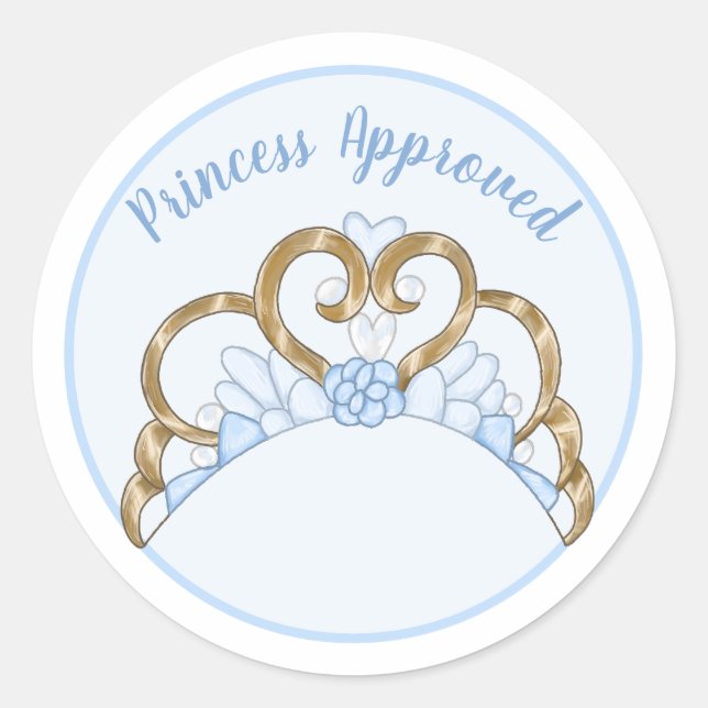Sticker Étiquette bleu "Princesse approuvée" (Devant)