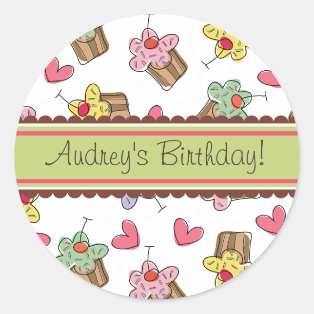 Sticker Étiquette cadeau d'anniversaire de la ceri (Devant)