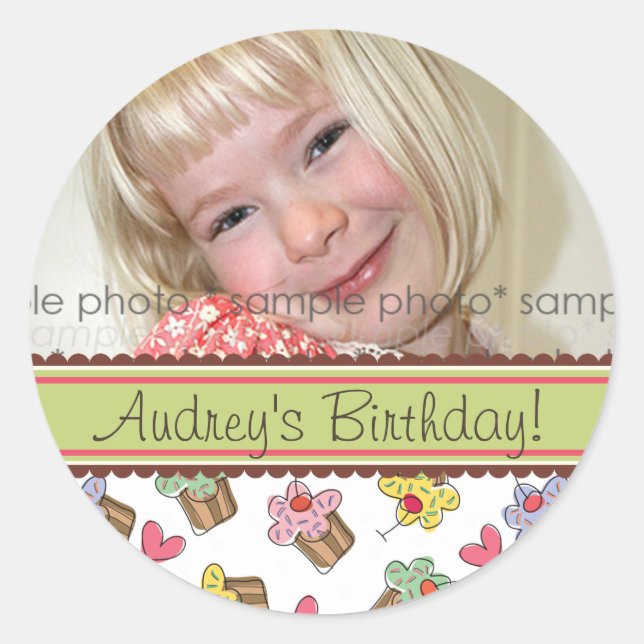 Sticker Étiquette cadeau d'anniversaire de la ceri (Devant)