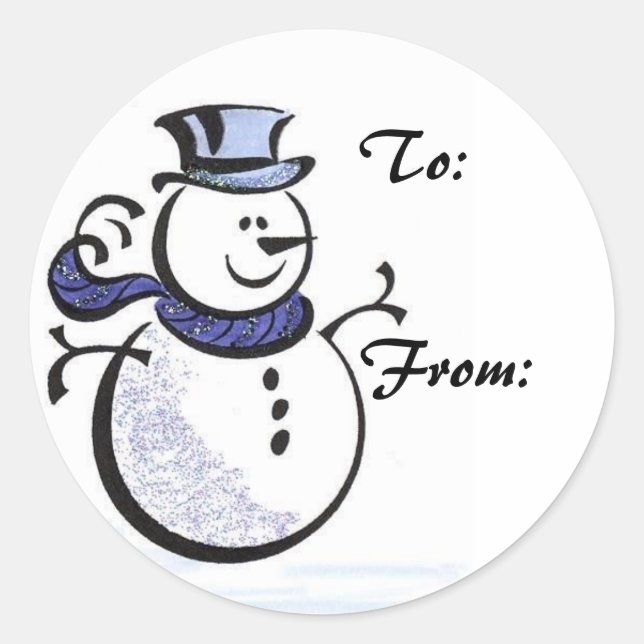 Sticker étiquette cadeau Snowman (Devant)