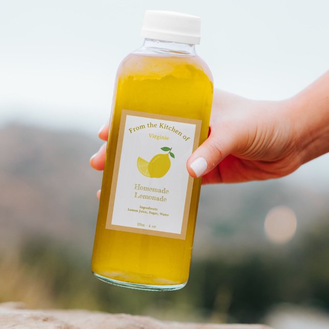 Sticker Étiquette citron et citronnade rustique (Rustic Lemonade Bottle Label Sticker)