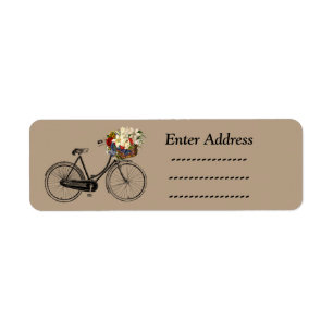 Sticker étiquette de adresse à fleurs de bicyclett