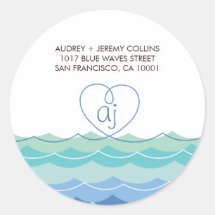 Sticker Étiquette de adresse de la boucle Blue Wav