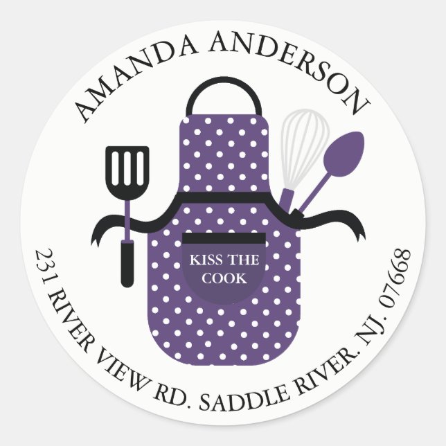 Sticker Étiquette de adresse Kiss The Cook Apron K (Devant)