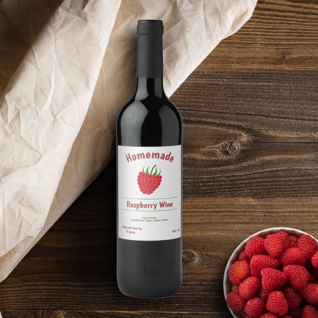 Sticker Étiquette de bouteille de framboise (Raspberry Wine Bottle Label Sticker)