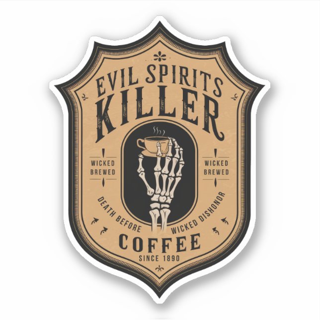 Sticker Étiquette de café Evil Spirits Killer (Devant)