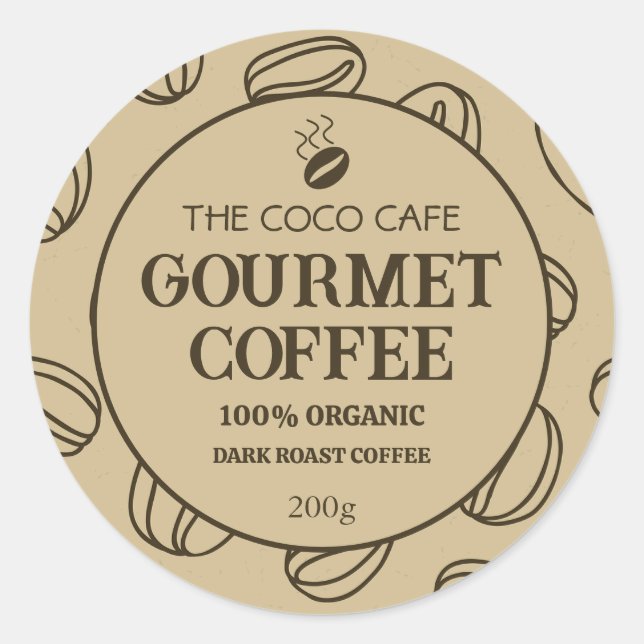 Sticker Étiquette de café personnalisé gastronomiq (Devant)