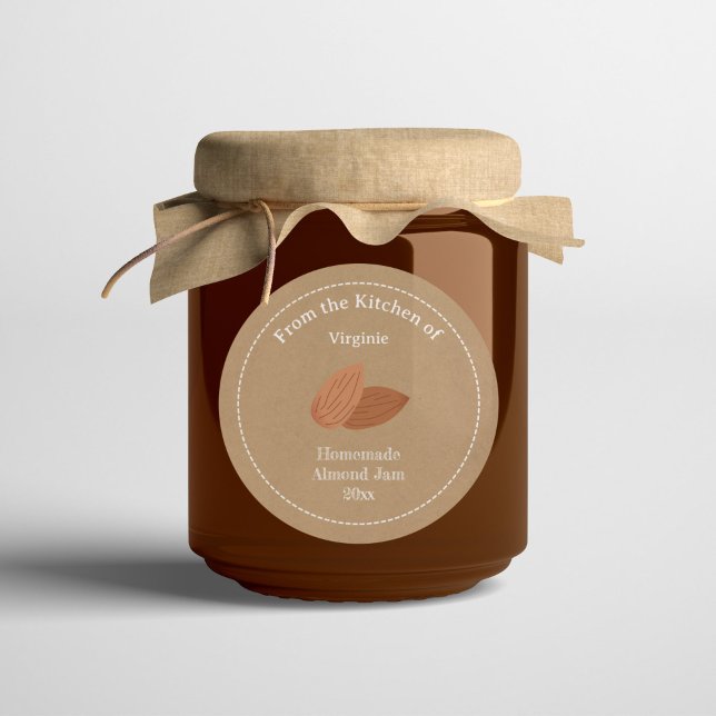 Sticker Étiquette de confiture d'amande rustique (Rustic Almond Jam Label Sticker)