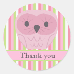 Sticker Étiquette de Merci de Chouette rose