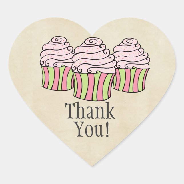 Sticker Étiquette de Merci de coeur de Cupcakes ro (Devant)