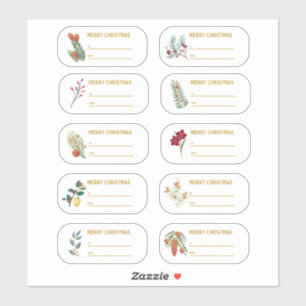 Sticker Étiquette de Noël Floral & Gold 10 pc