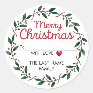 Sticker Étiquette de Noël simple couronne et un co