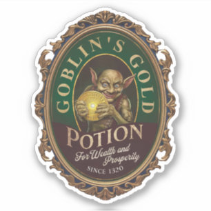 Sticker Étiquette de potion d'or de Goblin