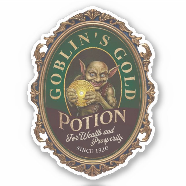 Sticker Étiquette de potion d'or de Goblin (Devant)