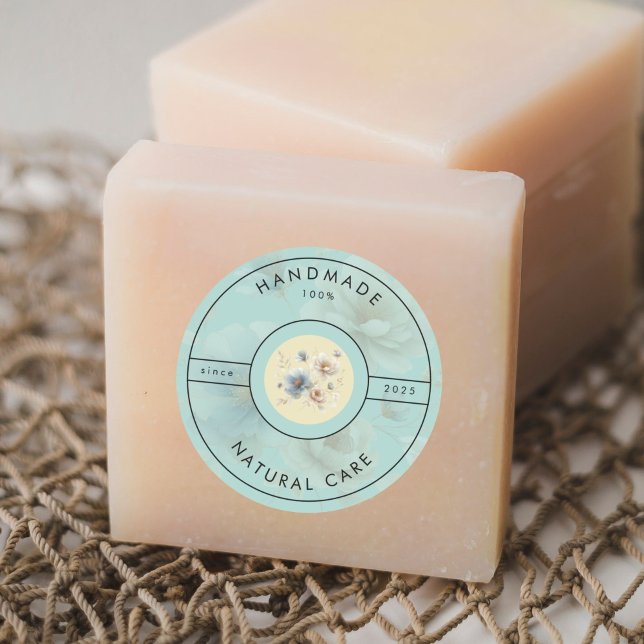 Sticker Étiquette de produit artisanal floral (Créateur téléchargé)