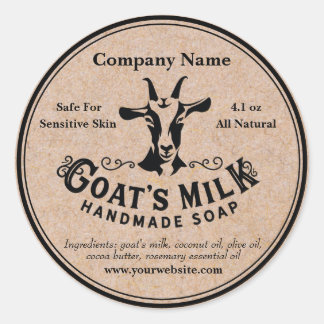 Sticker Étiquette de savon au lait de chèvre Kraft