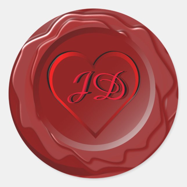 Sticker Étiquette de sceau de cire de coeur et d'i (Devant)