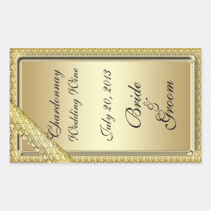 Sticker Étiquette de vin Mariage Gold Bar