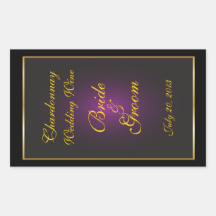 Sticker Étiquette de vin Mariage Plum & Or