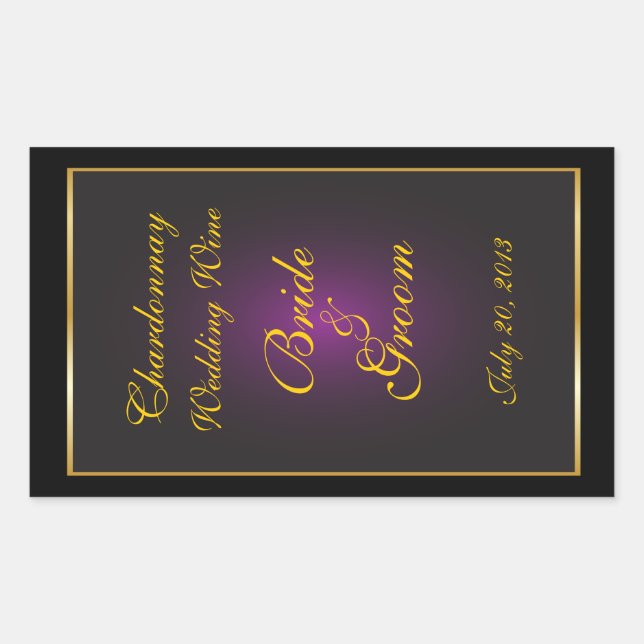 Sticker Étiquette de vin Mariage Plum & Or (Devant)