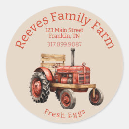 Sticker Étiquette d'OEuf Rustique Tracteur Homeste
