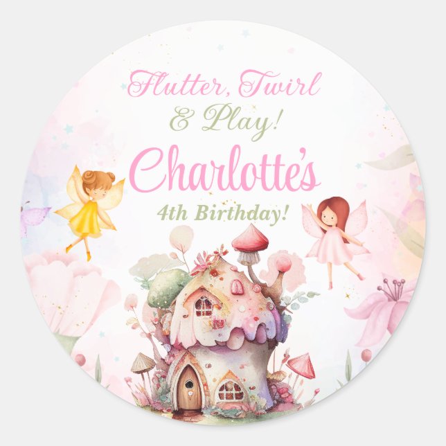 Sticker Étiquette Fairy FĂŠ Fairy FĂŠ Fête Anniver (Devant)