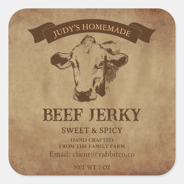 Sticker Étiquette Jerky de boeuf (Devant)