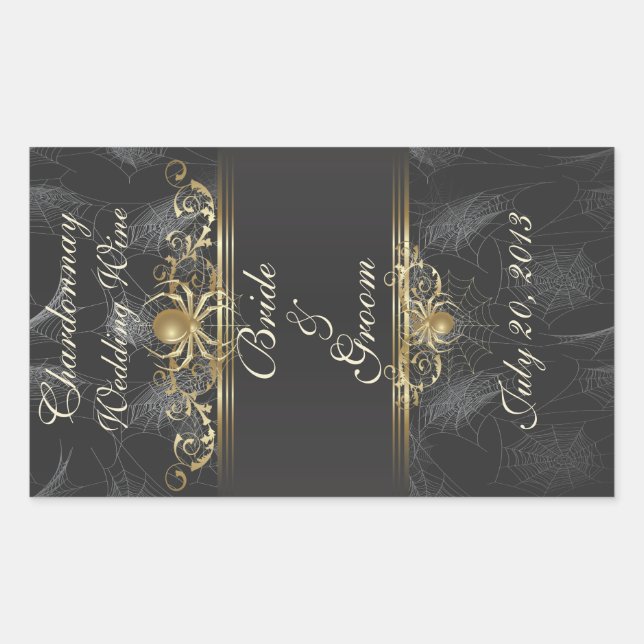 Sticker Étiquette Mariage Gold Spiders (Devant)