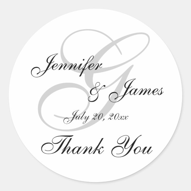 Sticker Étiquette Mariage Monogram G (Devant)