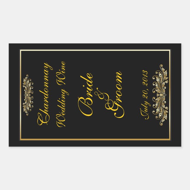 Sticker Étiquette Mariage noir & or (Devant)