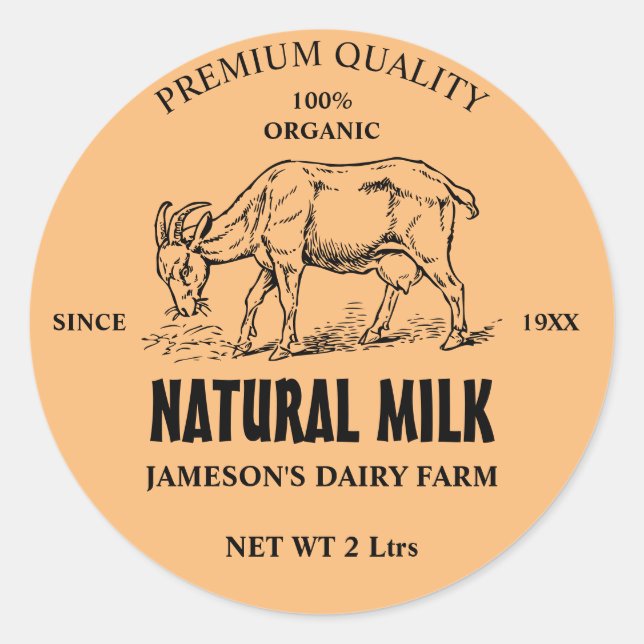 Sticker Étiquette personnalisé au lait de chèvre (Devant)