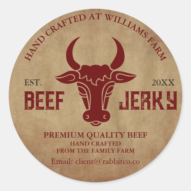 Sticker Étiquette personnalisé pour le boeuf Jerky (Devant)