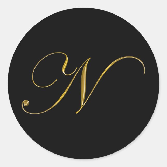 Sticker Étiquette pour sceau monogramme d'or N (Devant)