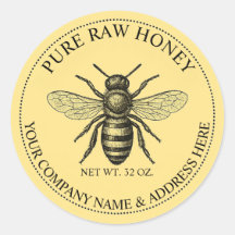 Sticker Étiquette Pure Raw Honey Round