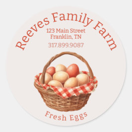 Sticker Étiquette rond du panier d'oeufs