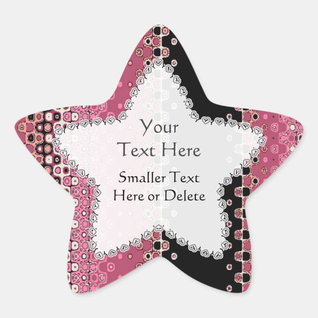 Sticker Étiquette Rose Black Party Favoriser Star (Devant)