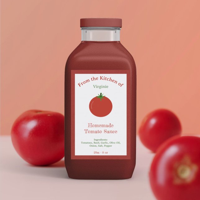 Sticker Étiquette Rustique Sauce Tomate (Rustic Tomato Sauce Bottle Label Sticker)